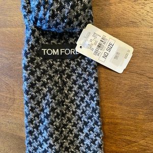 TOM FORD mens black and grey woven tie NWT